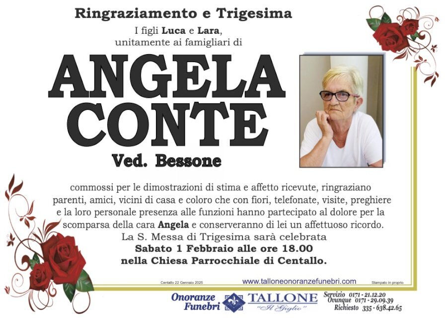 Manifesto di ANGELA CONTE ved. BESSONE