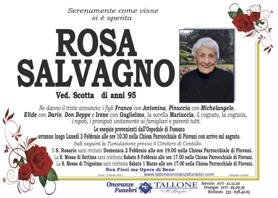 Manifesto di ROSA SALVAGNO ved. SCOTTA