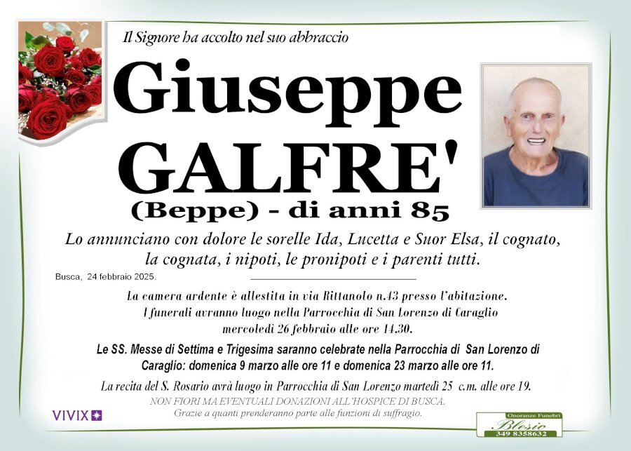 Manifesto di GIUSEPPE GALFRE' "BEPPE"