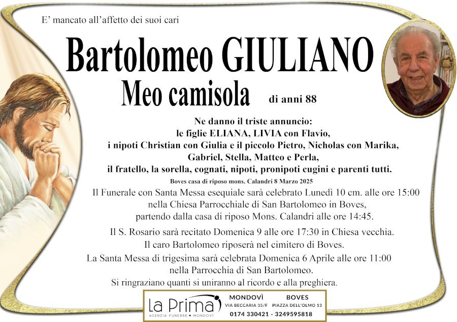 Manifesto di BARTOLOMEO GIULIANO "MEO CAMISOLA"