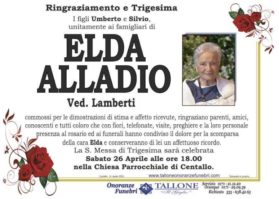 Manifesto di ELDA ALLADIO ved. LAMBERTI Manifesto di ELDA ALLADIO ved. LAMBERTI