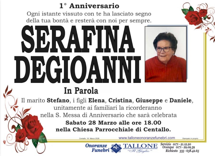 Manifesto di SERAFINA DEGIOANNI in PAROLA