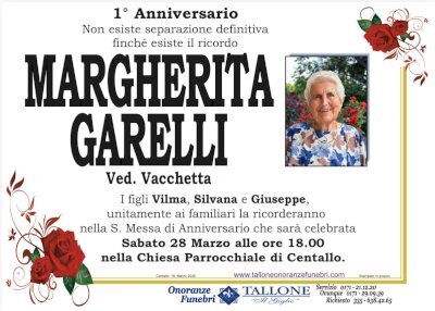 MARGHERITA GARELLI ved. VACCHETTA