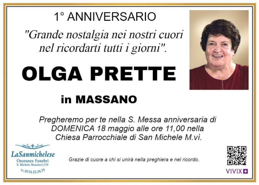 Manifesto di OLGA PRETTE in MASSANO GUIDO