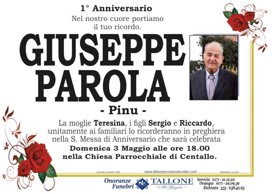 Manifesto di GIUSEPPE PAROLA "PINU"