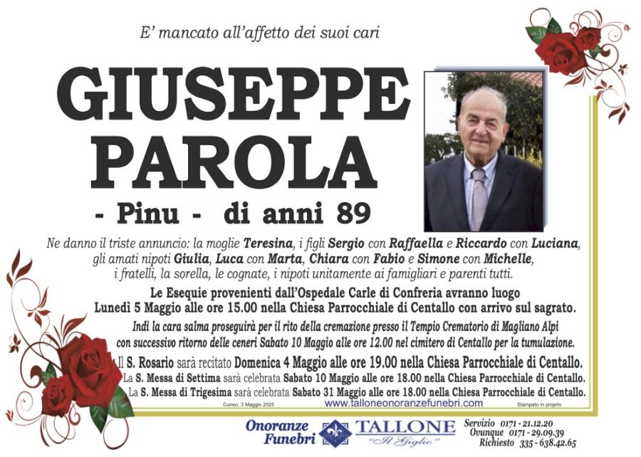 Manifesto di GIUSEPPE PAROLA "PINU" Manifesto di GIUSEPPE PAROLA "PINU"