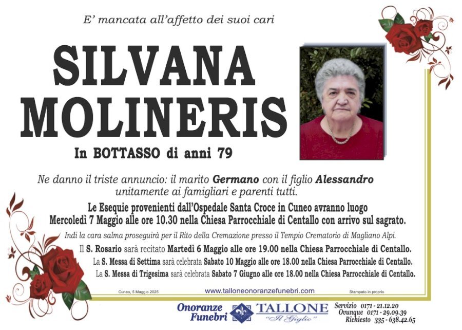 Manifesto di SILVANA MOLINERIS in BOTTASSO Manifesto di SILVANA MOLINERIS in BOTTASSO