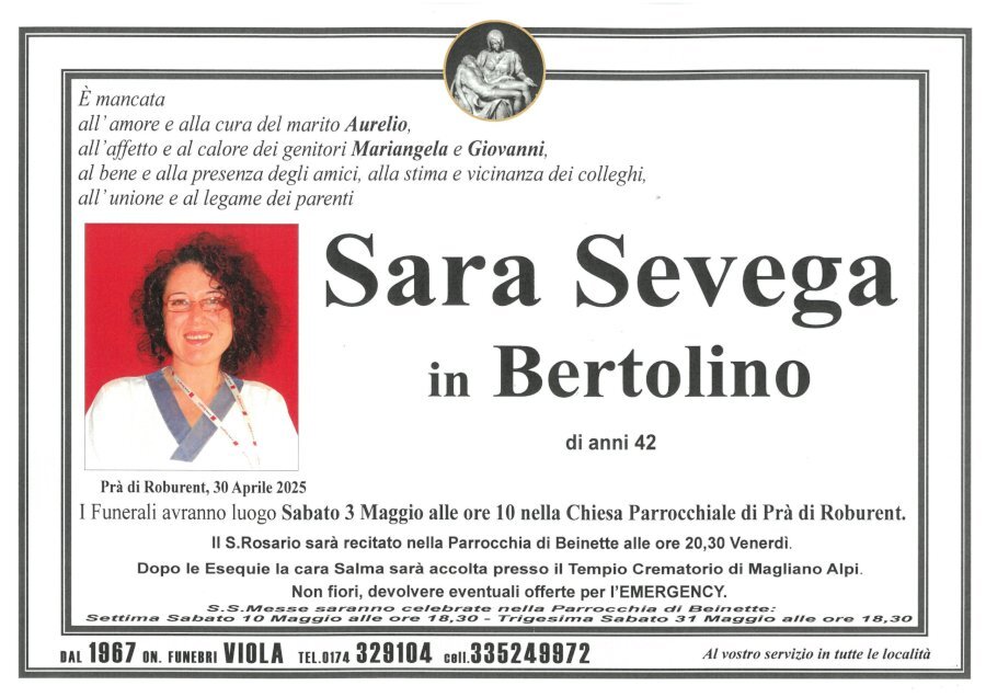 Manifesto di SARA SEVEGA in BERTOLINO
