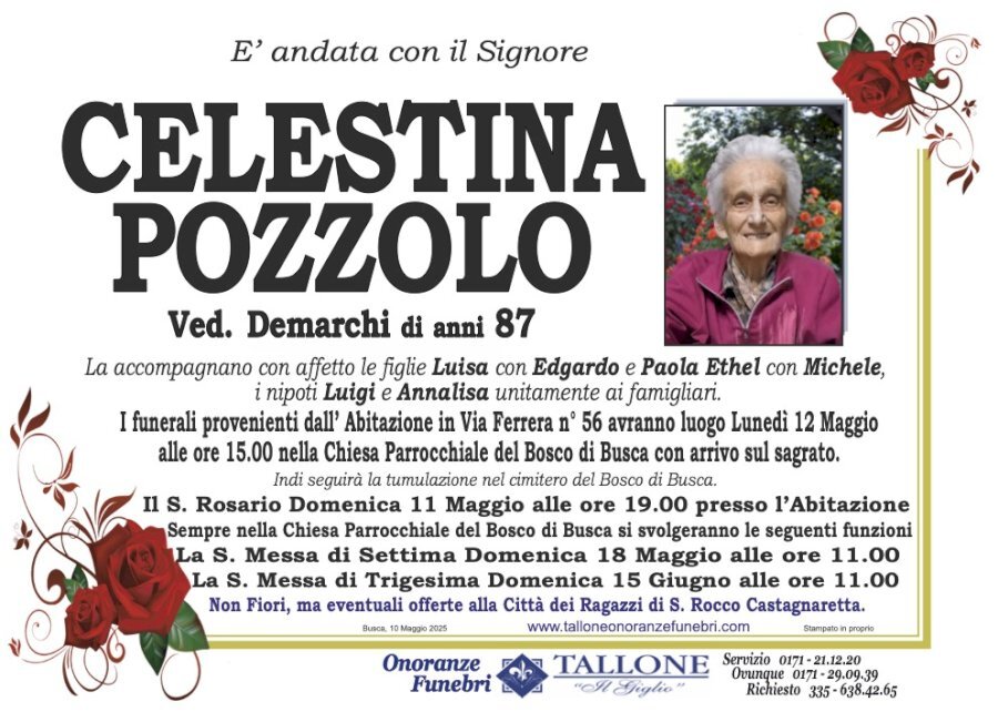 Manifesto di CELESTINA POZZOLO ved. DEMARCHI Manifesto di CELESTINA POZZOLO ved. DEMARCHI