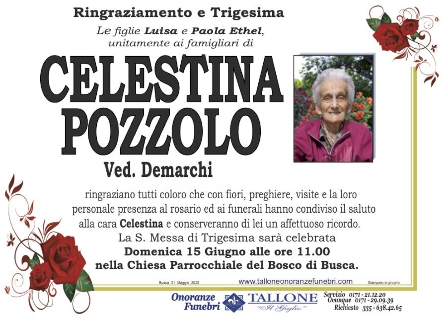 Manifesto di CELESTINA POZZOLO ved. DEMARCHI Manifesto di CELESTINA POZZOLO ved. DEMARCHI