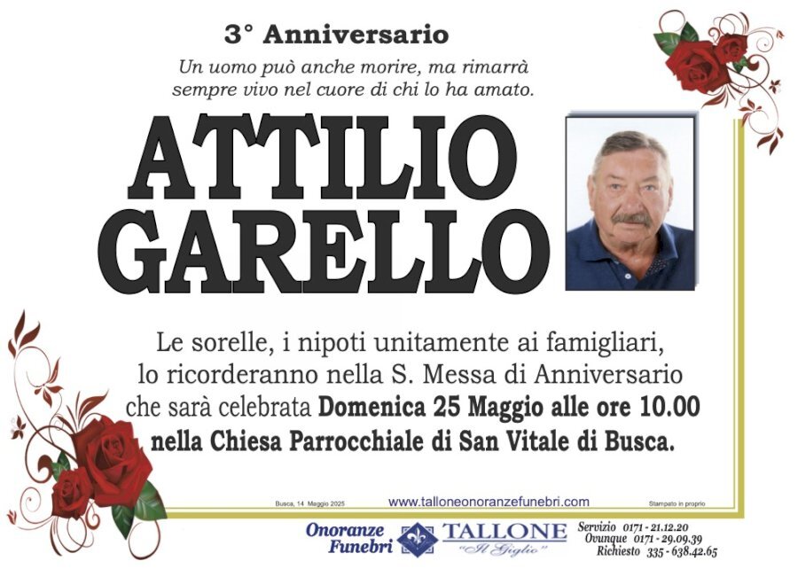 Manifesto di ATTILIO GARELLO Manifesto di ATTILIO GARELLO