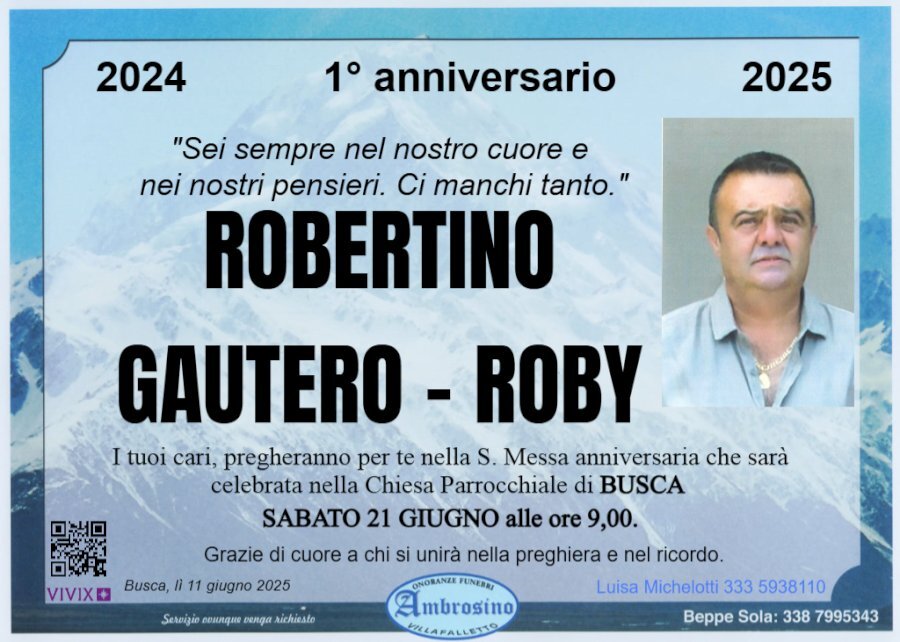 Manifesto di ROBERTINO GAUTERO "ROBY" Manifesto di ROBERTINO GAUTERO "ROBY"