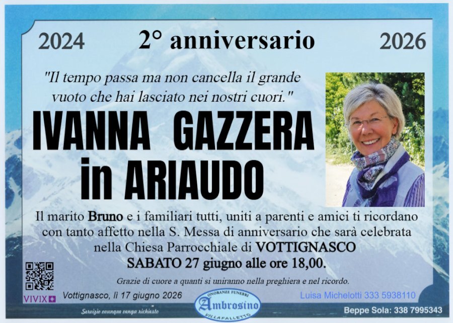Manifesto di IVANNA GAZZERA in ARIAUDO