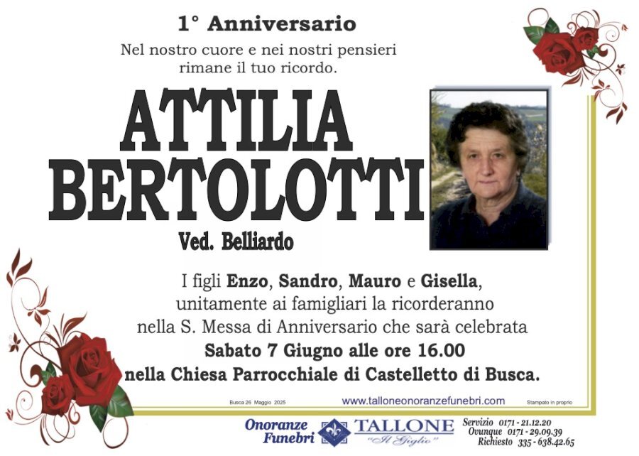 Manifesto di ATTILIA BERTOLOTTI ved. BELLIARDO Manifesto di ATTILIA BERTOLOTTI ved. BELLIARDO