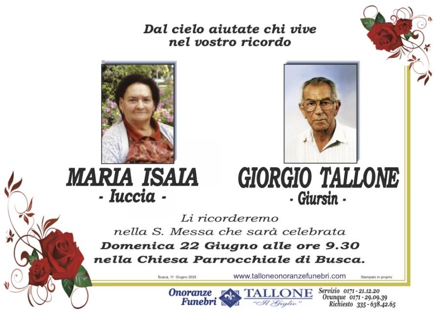 Manifesto di MARIA ISAIA "IUCCIA" ved. TALLONE Manifesto di MARIA ISAIA "IUCCIA" ved. TALLONE