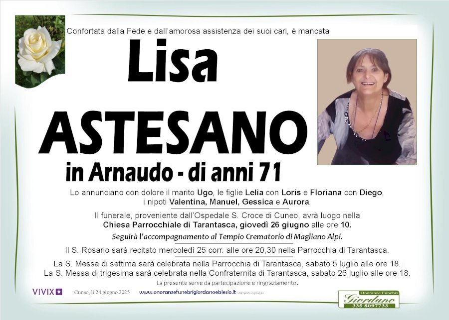 Manifesto di LISA ASTESANO in ARNAUDO Manifesto di LISA ASTESANO in ARNAUDO