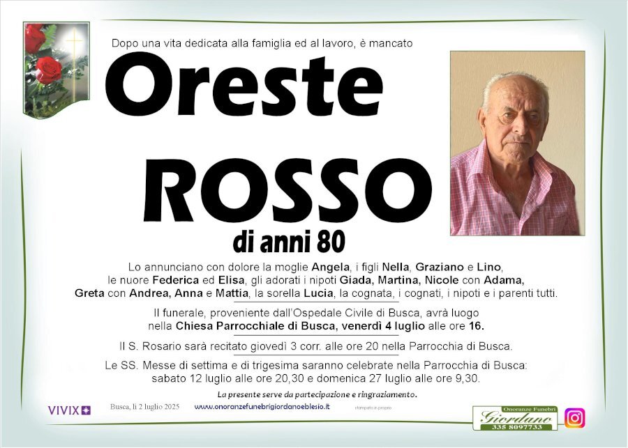 Manifesto di ORESTE ROSSO