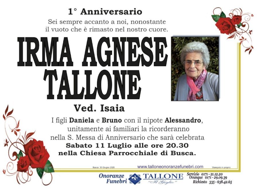 Manifesto di IRMA AGNESE TALLONE ved. ISAIA