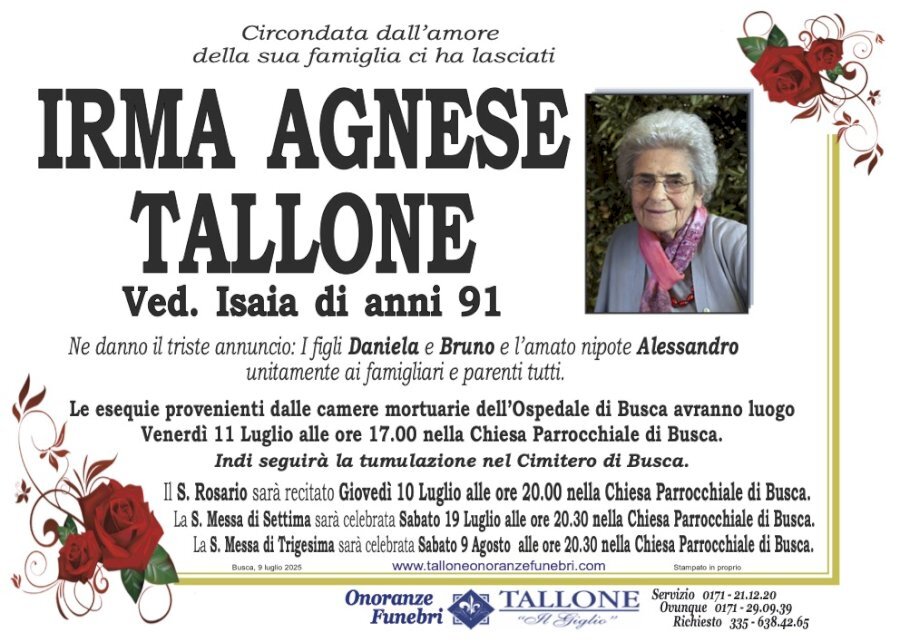 Manifesto di IRMA AGNESE TALLONE ved. ISAIA Manifesto di IRMA AGNESE TALLONE ved. ISAIA