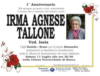 IRMA AGNESE TALLONE ved. ISAIA