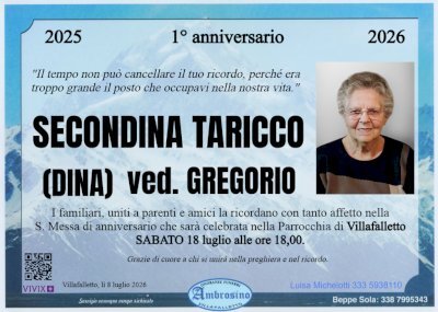 SECONDINA TARICCO ved. GREGORIO