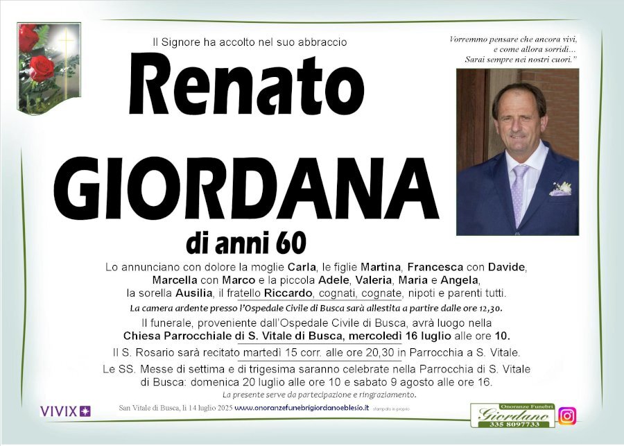 Manifesto di RENATO GIORDANA Manifesto di RENATO GIORDANA