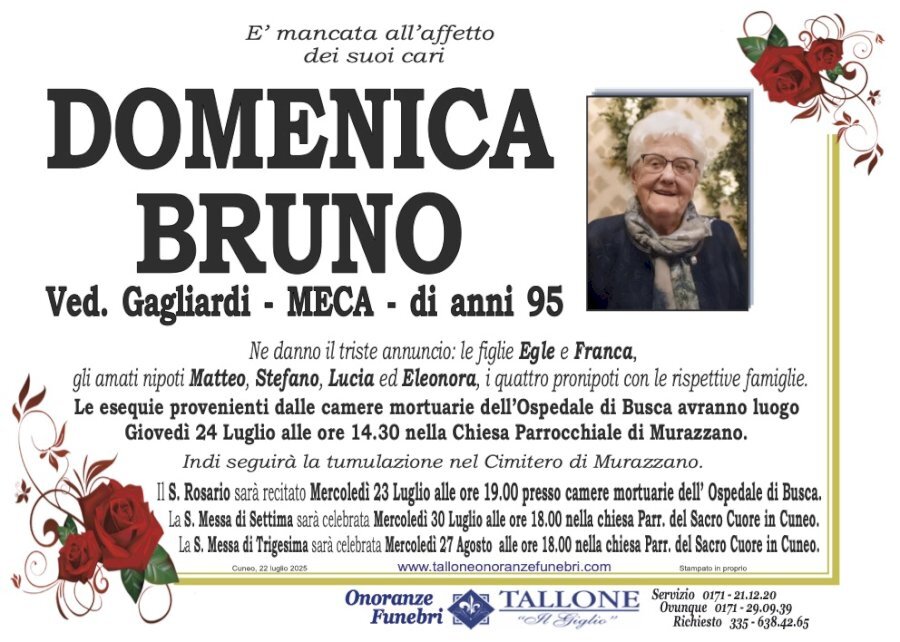Manifesto di DOMENICA BRUNO "MECA" ved. GAGLIARDI Manifesto di DOMENICA BRUNO "MECA" ved. GAGLIARDI