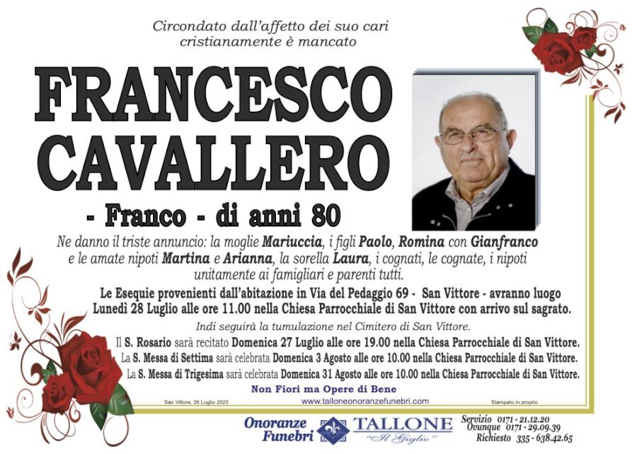 Manifesto di FRANCESCO CAVALLERO "FRANCO" Manifesto di FRANCESCO CAVALLERO "FRANCO"