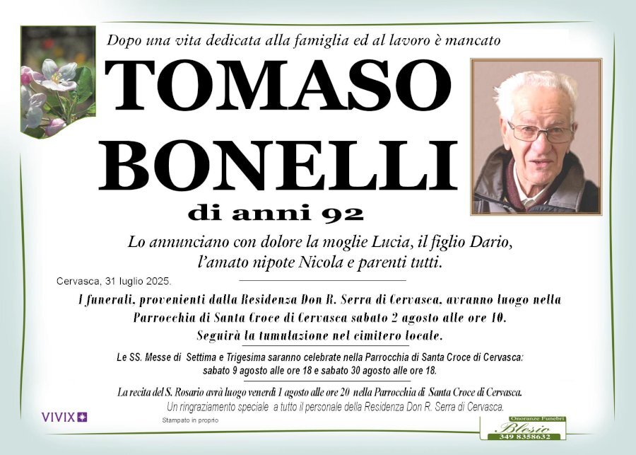 Manifesto di TOMASO BONELLI Manifesto di TOMASO BONELLI