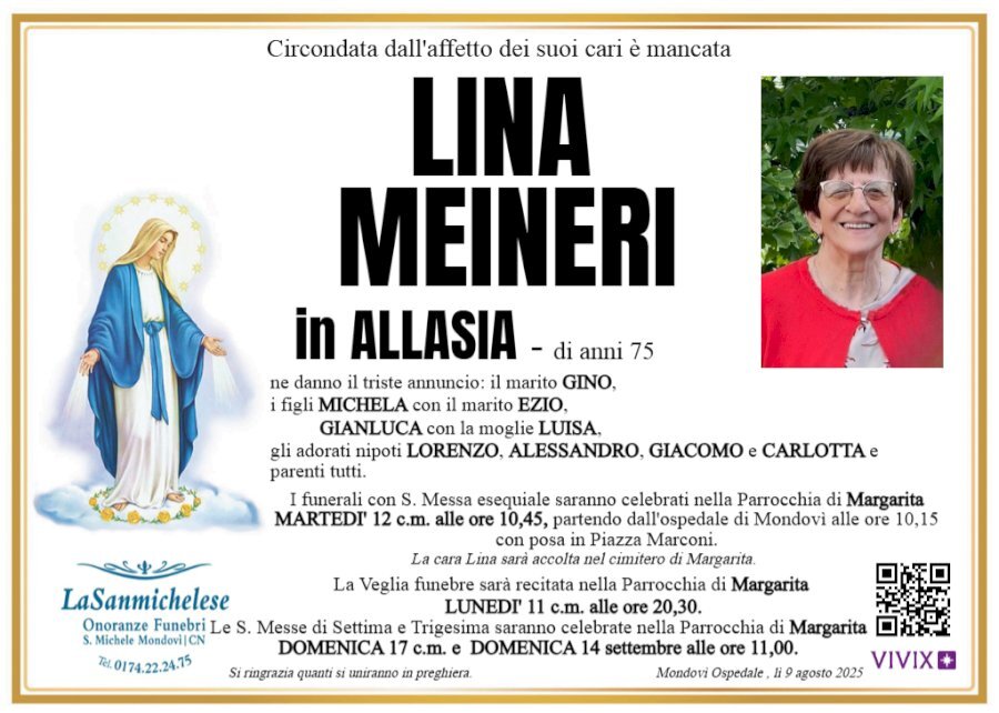 Manifesto di ORSOLA MEINERI "LINA" in ALLASIA Manifesto di ORSOLA MEINERI "LINA" in ALLASIA