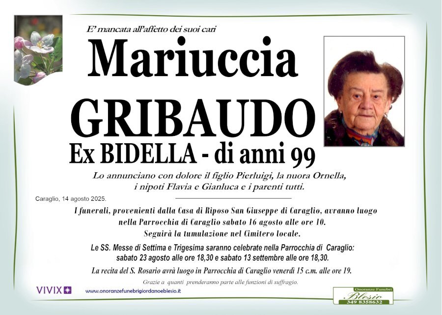 Manifesto di MARIA LUCIA GRIBAUDO "MARIUCCIA"