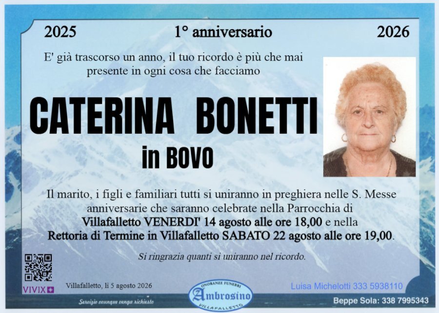 Manifesto di CATERINA BONETTI in BOVO