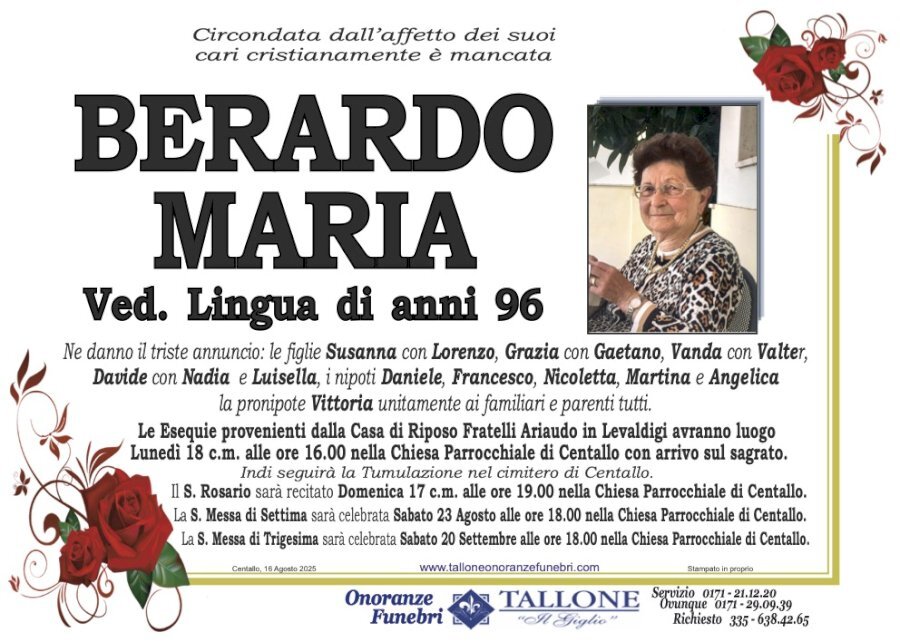 Manifesto di MARIA BERARDO ved. LINGUA