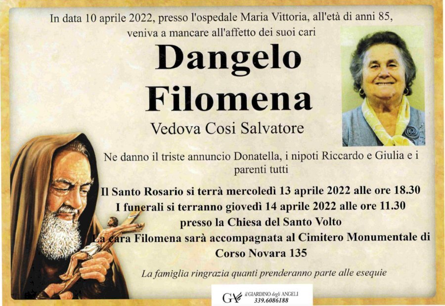Manifesto di FILOMENA DANGELO ved. SALVATORE COSI Manifesto di FILOMENA DANGELO ved. SALVATORE COSI