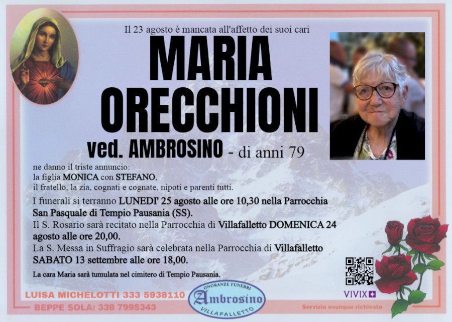 Manifesto di MARIA ORECCHIONI ved. AMBROSINO Manifesto di MARIA ORECCHIONI ved. AMBROSINO