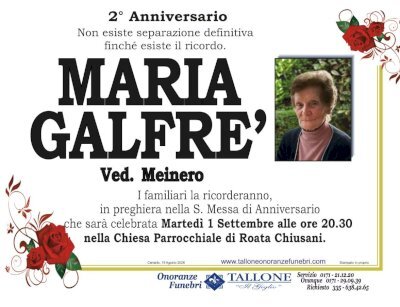 MARIA GALFRÈ ved. MEINERO