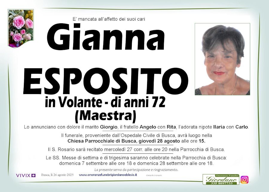 Manifesto di GIANNA ESPOSITO in VOLANTE Manifesto di GIANNA ESPOSITO in VOLANTE
