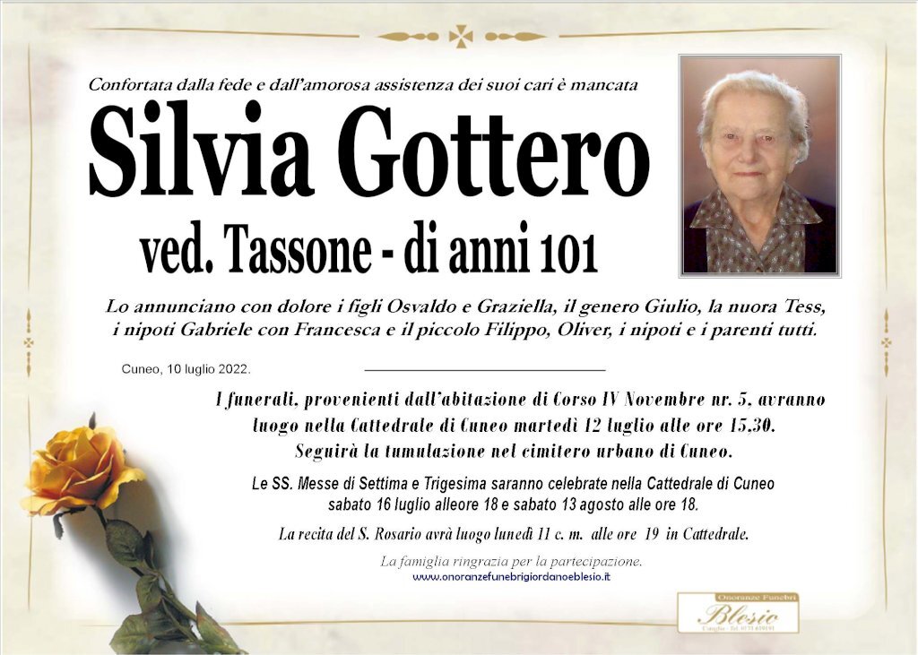 Manifesto di SILVIA GOTTERO ved. TASSONE