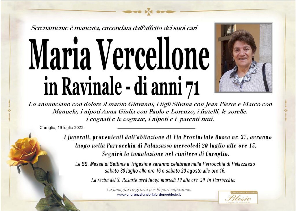 Manifesto di MARIA VERCELLONE in RAVINALE