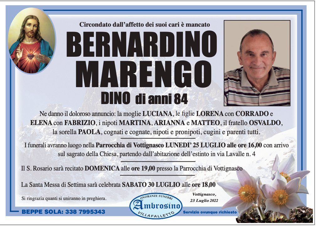 Manifesto di BERARDINO MARENGO 