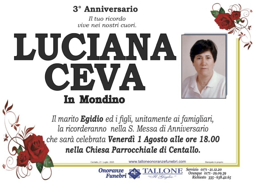 Manifesto di LUCIANA CEVA in MONDINO Manifesto di LUCIANA CEVA in MONDINO