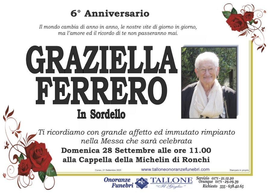 Manifesto di GRAZIELLA FERRERO in SORDELLO Manifesto di GRAZIELLA FERRERO in SORDELLO