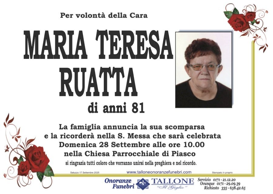 Manifesto di MARIA TERESA RUATTA Manifesto di MARIA TERESA RUATTA