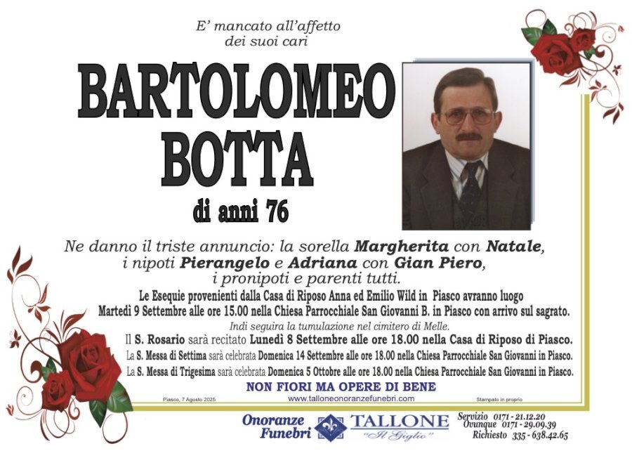 Manifesto di BARTOLOMEO BOTTA Manifesto di BARTOLOMEO BOTTA