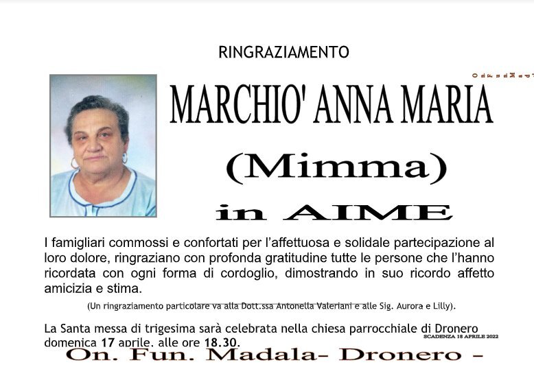 Manifesto di ANNA MARIA MARCHIO' 