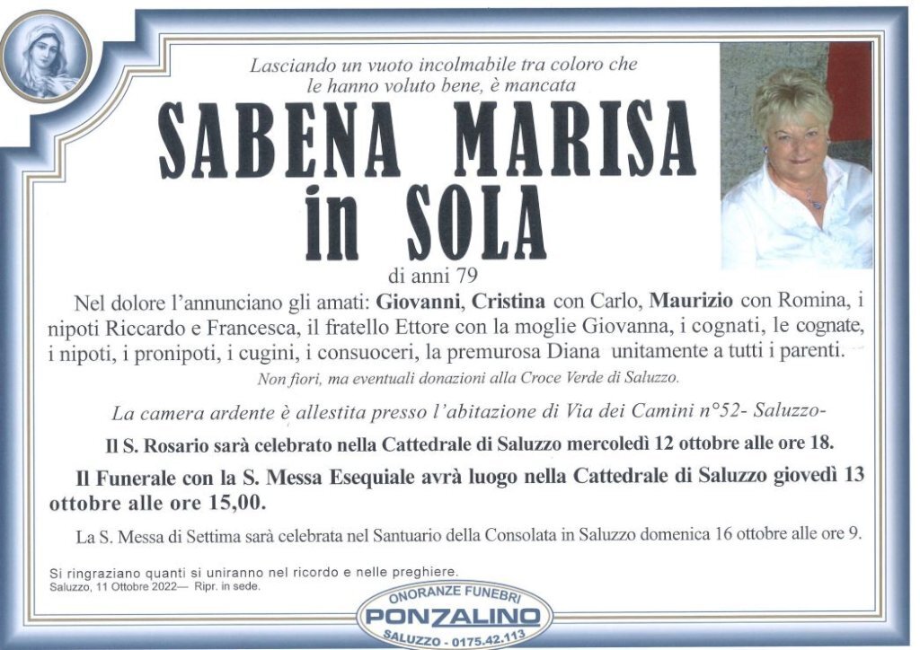 Manifesto di MARISA SABENA in SOLA