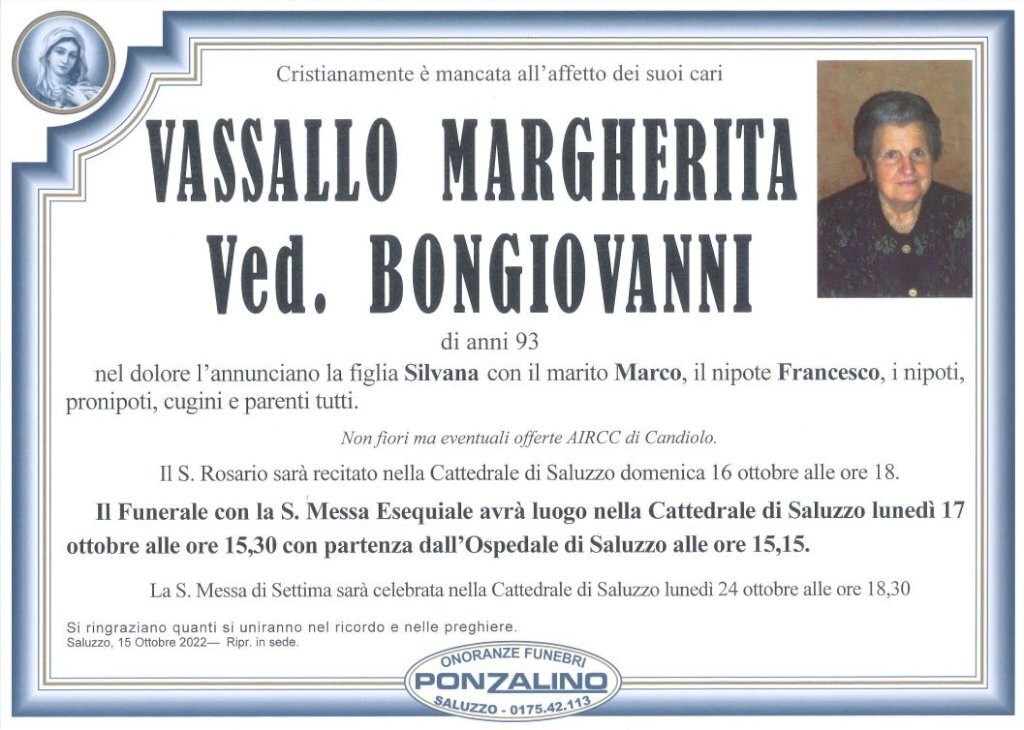 Manifesto di MARGHERITA VASSALLO in BONGIOVANNI