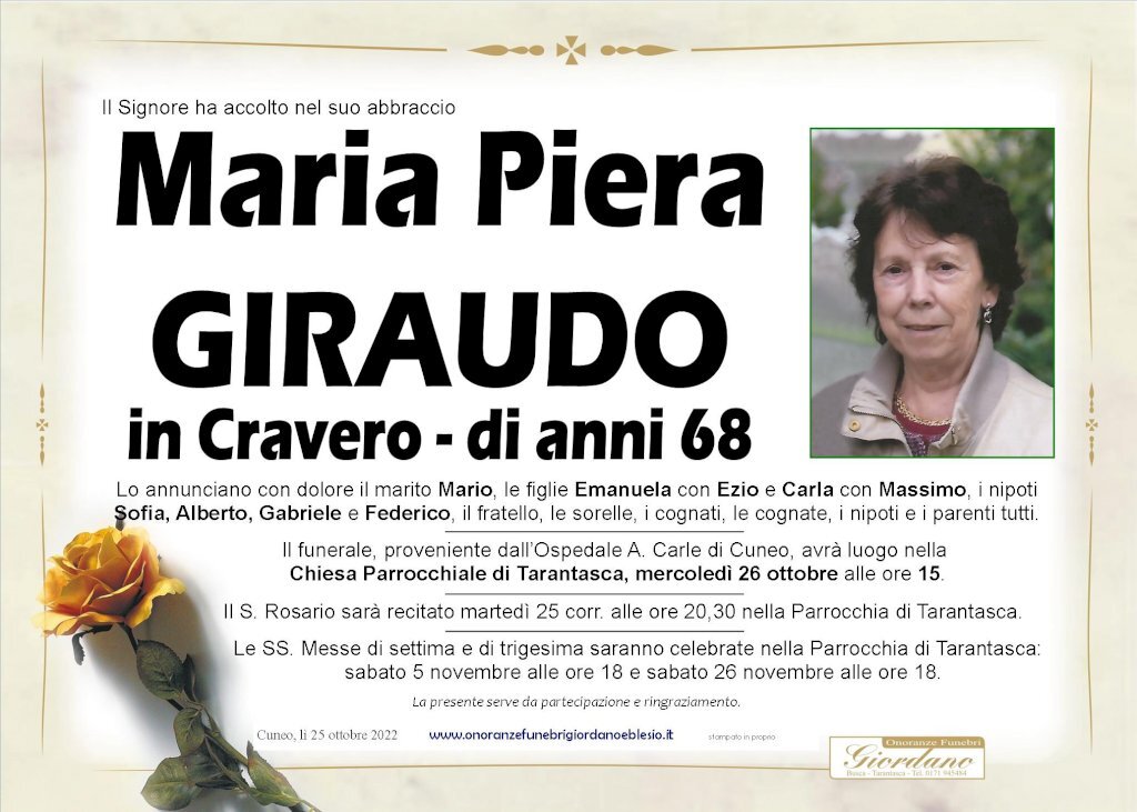 Manifesto di MARIA PIERA GIRAUDO in CRAVERO