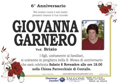 GIOVANNA GARNERO ved. BRIZIO
