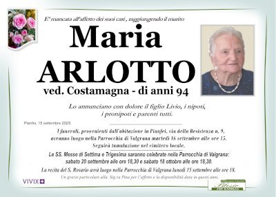 MARIA ARLOTTO ved. COSTAMAGNA